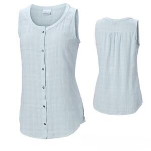 COLUMBIA Summer Ease Sleeveless Light Green Gauze Blouse ~ Women's Top MEDIUM